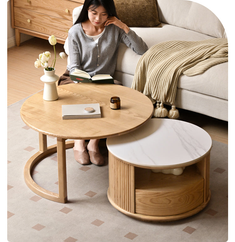 Ash Solid Wood Rock Plate Coffee Table