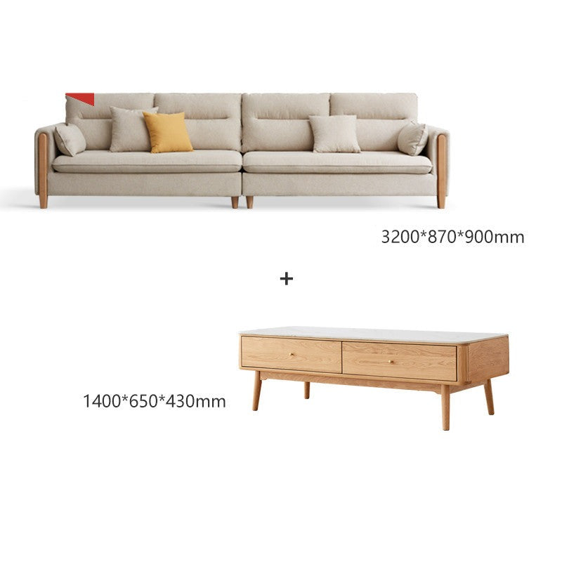Luxury fabric sofa oak solid wood+