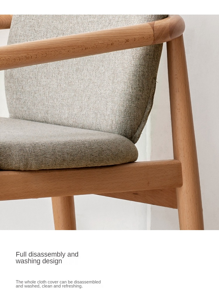 Beech Solid Wood Armchair Nordic)