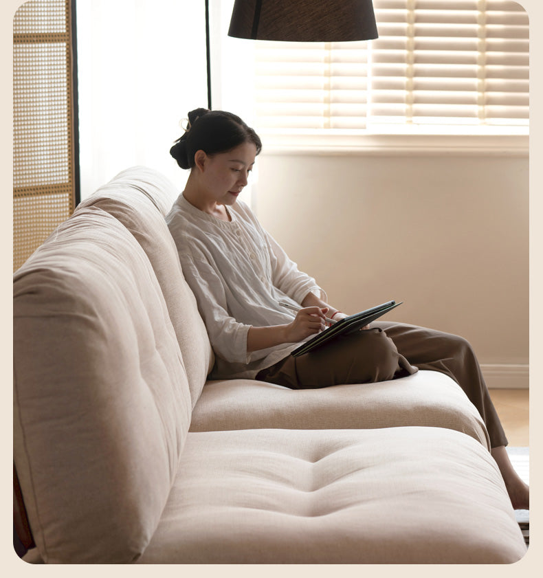 Oak Solid Wood Modern Fabric Sofa.