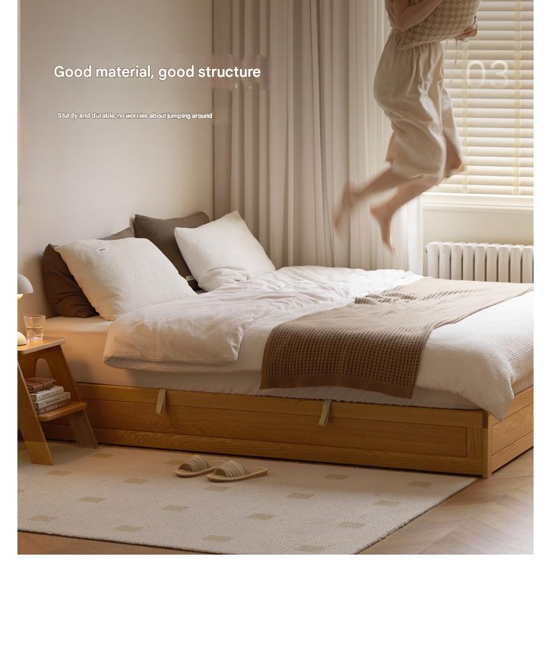 Oak solid wood platform bed, headboard-free Box bed