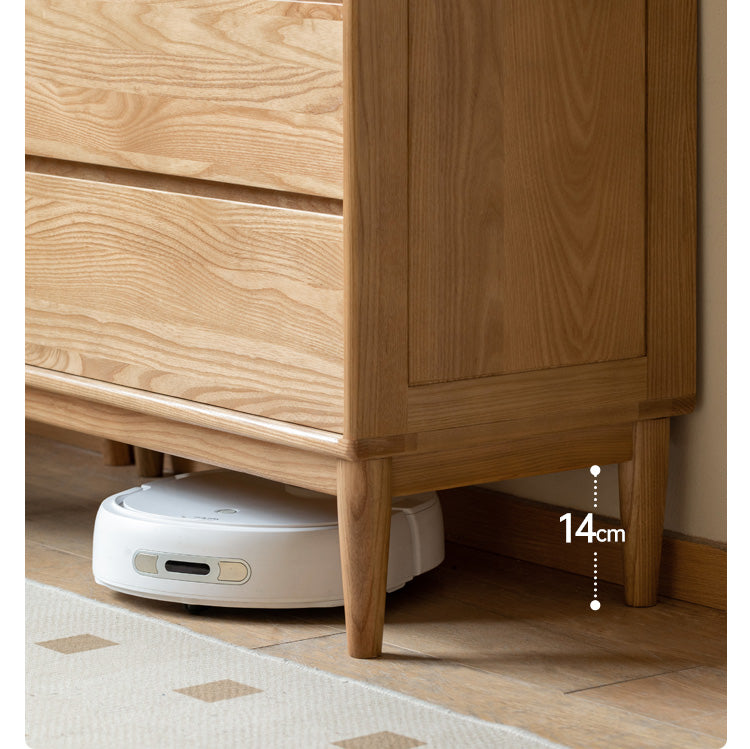 Ash Solid Wood Storage Drawer Cabinet)