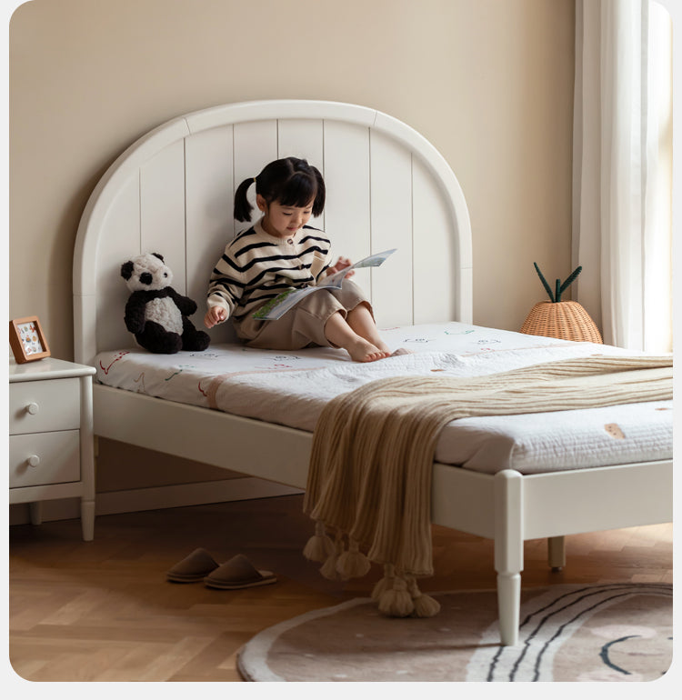 Poplar Solid Wood High Headboard Children's Bed.