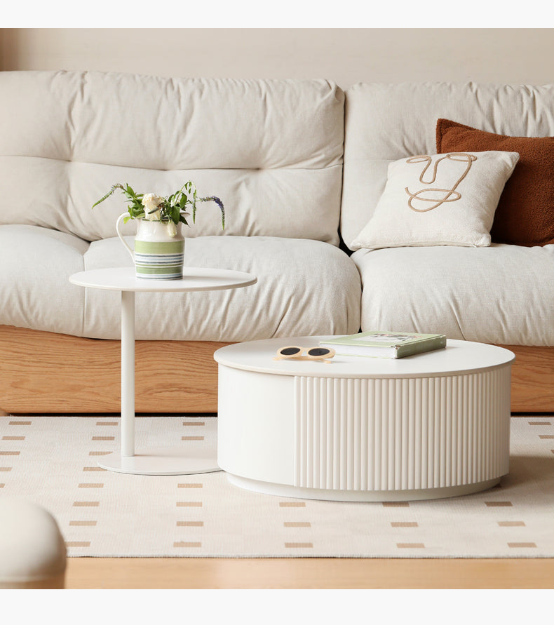 Ash Solid Wood Milk Oil Wind Combination Storage Rock Coffee Table.