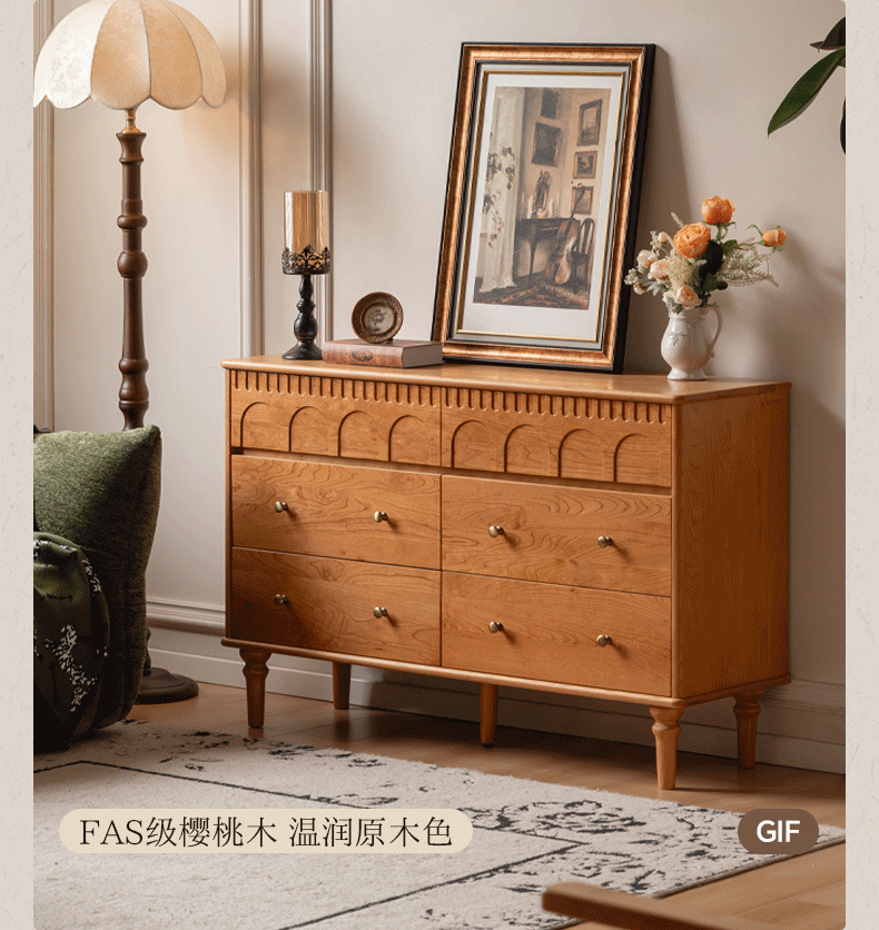 Poplar Solid Wood Retro Style Bucket Cabinet