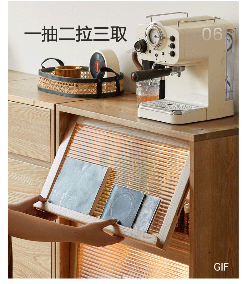 Ash Solid Wood Bookcase Storage Cabinet