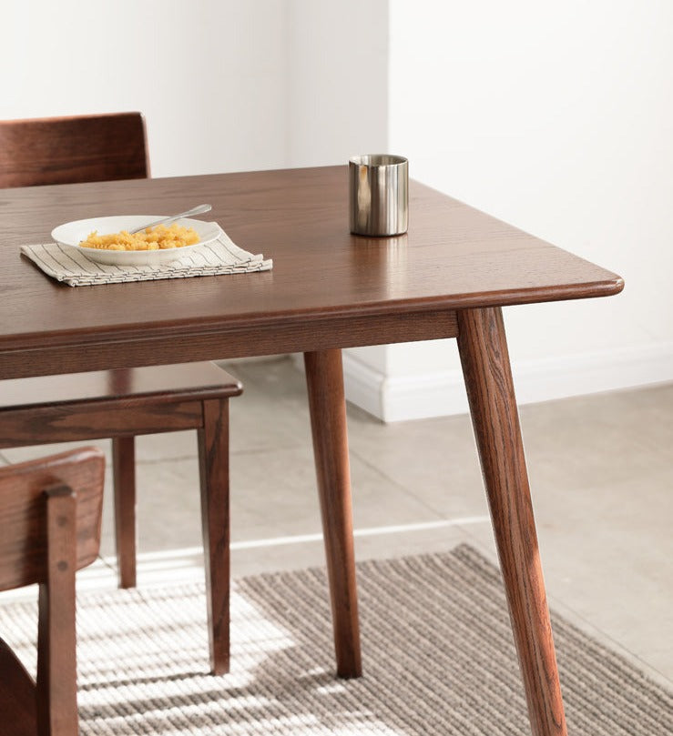Oak solid wood Walnut color dining table"