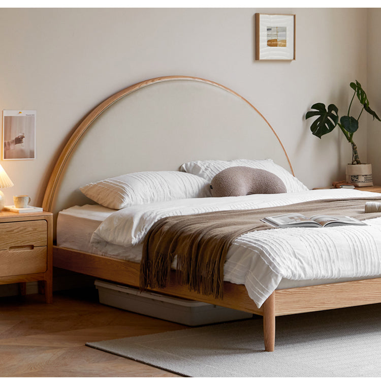 Oak Solid Wood Sunrise Bed Technology Cloth