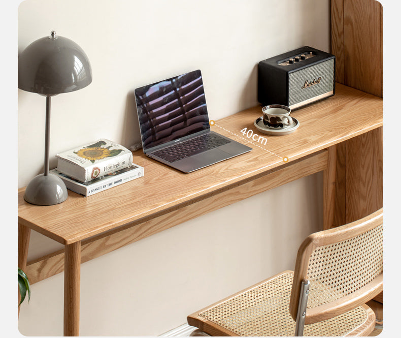 Oak, Cherry Solid Wood Narrow Office Desk