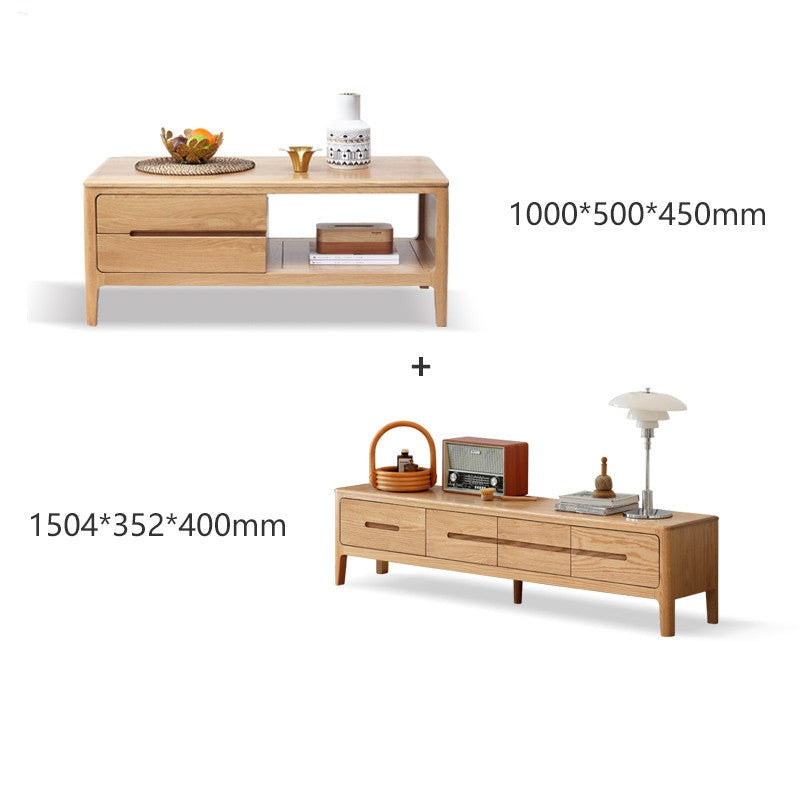 Coffee table three drawers Oak solid wood"