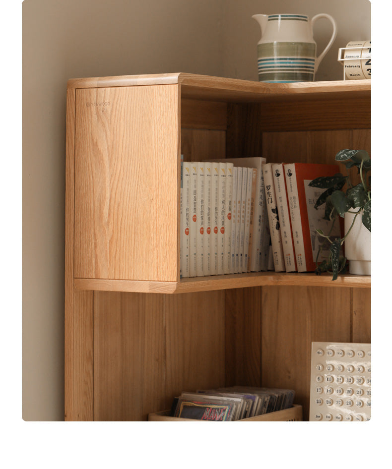 Oak Solid Wood Corner Bookcase