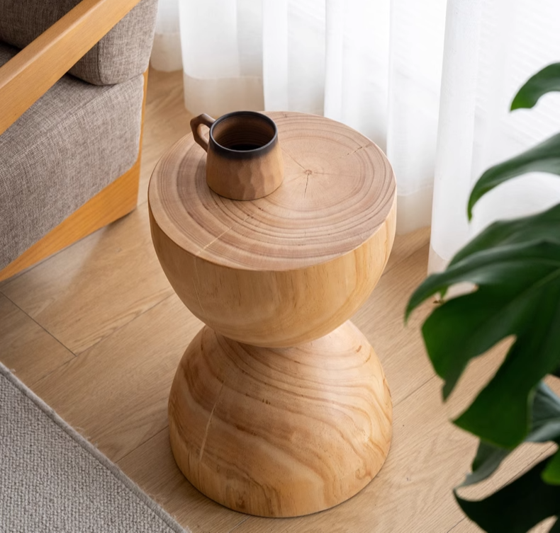 Pine Solid Wood Wabi Sabi Style Side Table