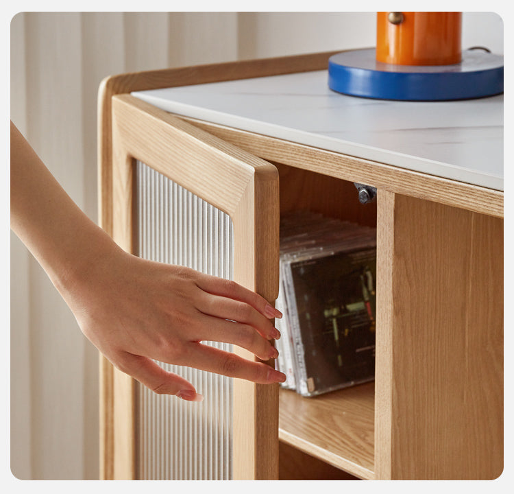 Ash Solid Wood Side Cabinet Storage.