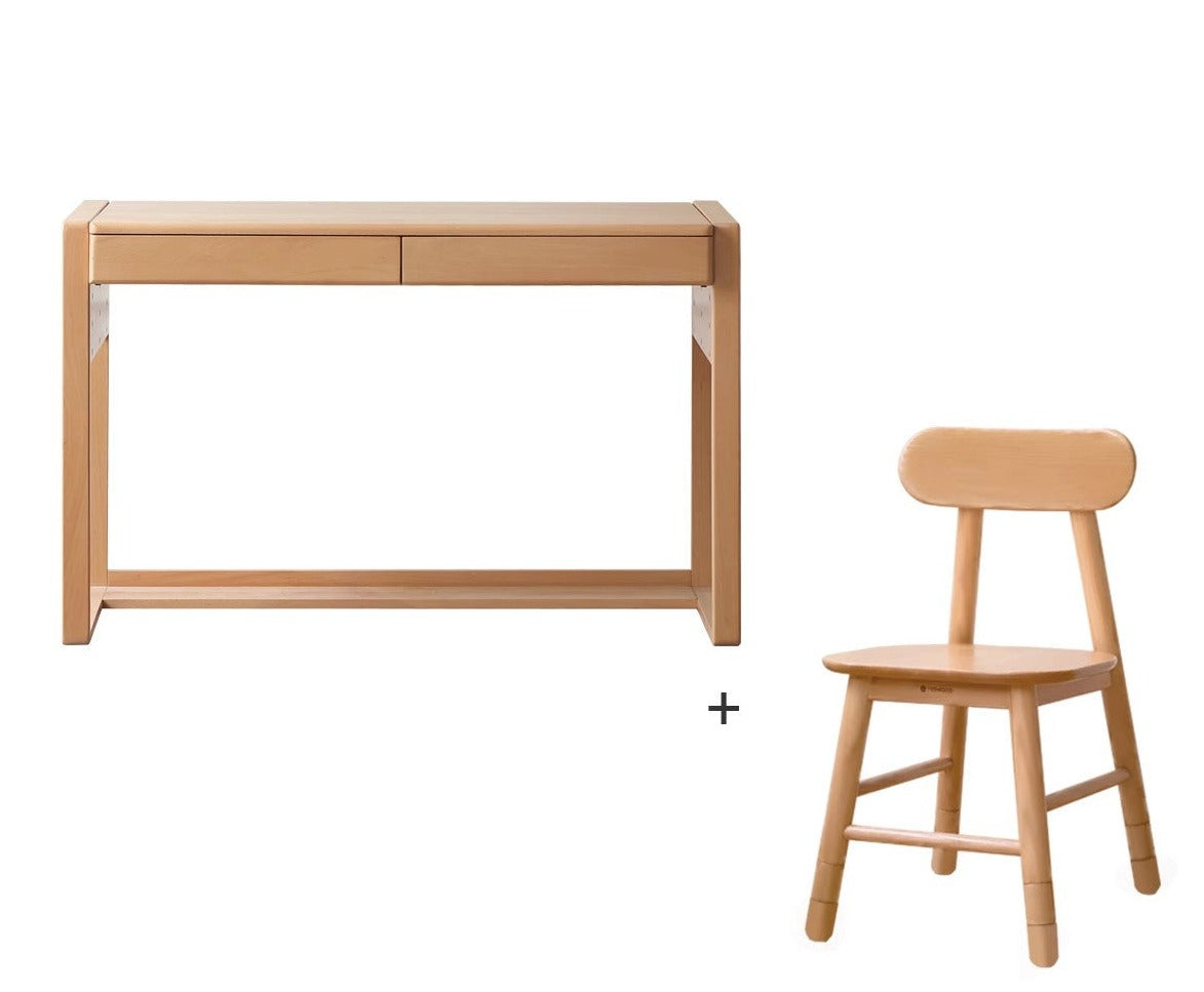 Beech Solid Wood Desk Can Be Lifted and Adjusted