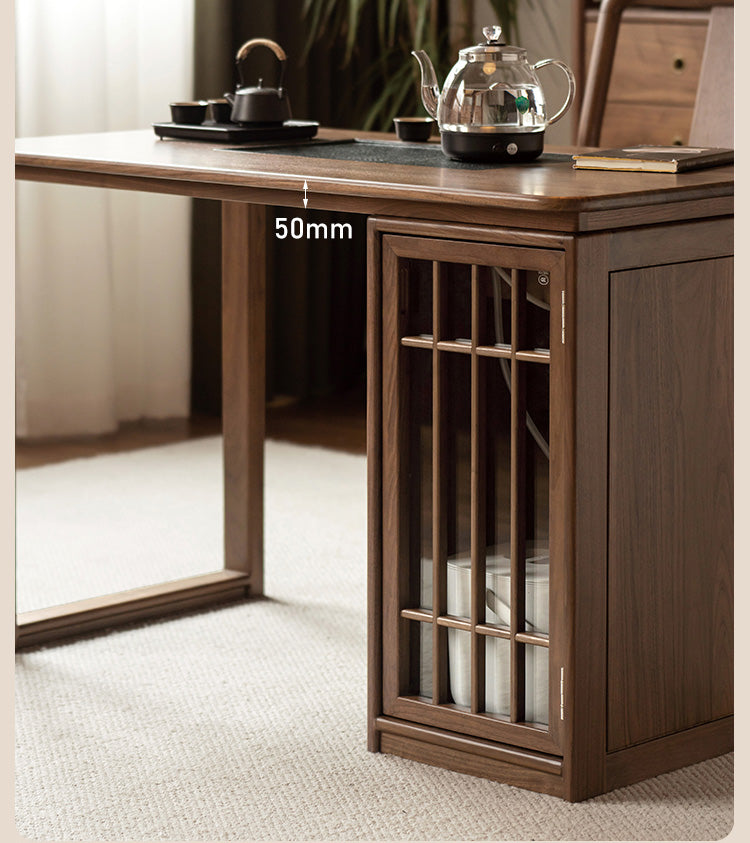 Black Walnut, Oak Solid Wood Large Plate Tea Table.