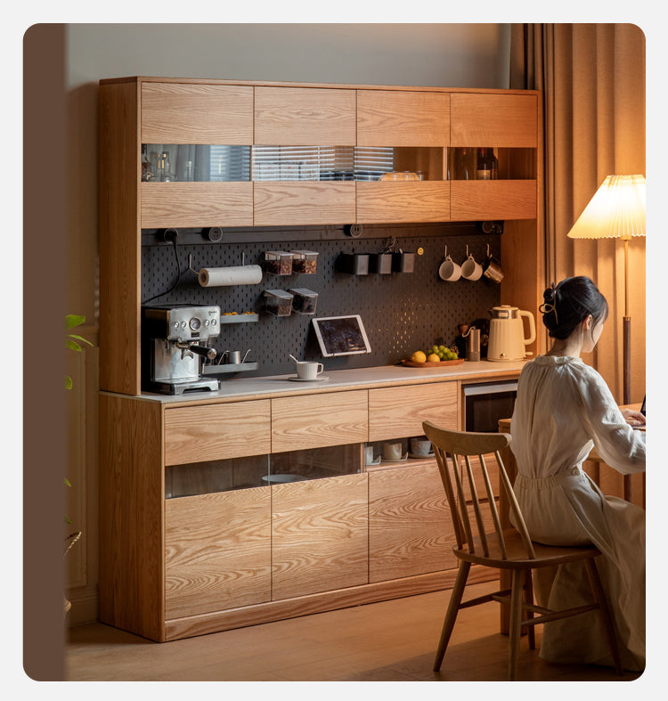 Oak Solid Wood Sideboard Modern Buffet Cabinet