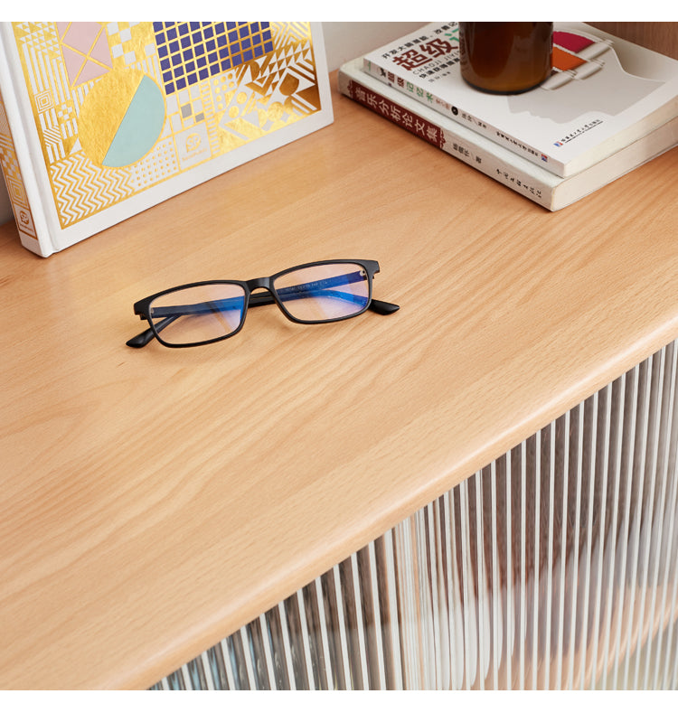 Beech Solid Wood Sliding Door Side Cabinet
