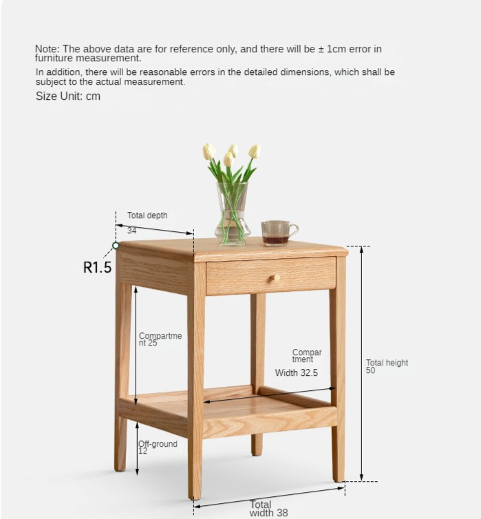 Nightstand, side table Oak solid wood"+