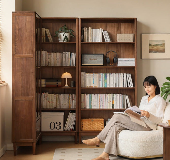 Black Walnut, Oak, Ash Solid Wood Bookcase Whole Wall Free Combination Bookshelf