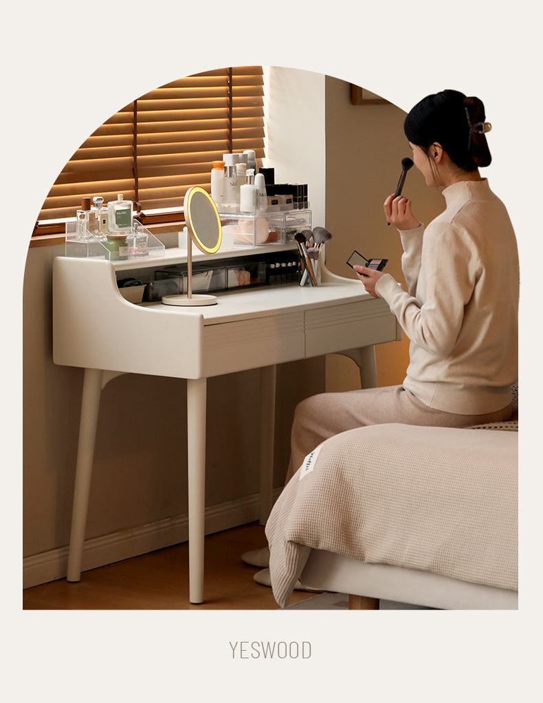 Solid RubberWood Cream Style Vanity Table.