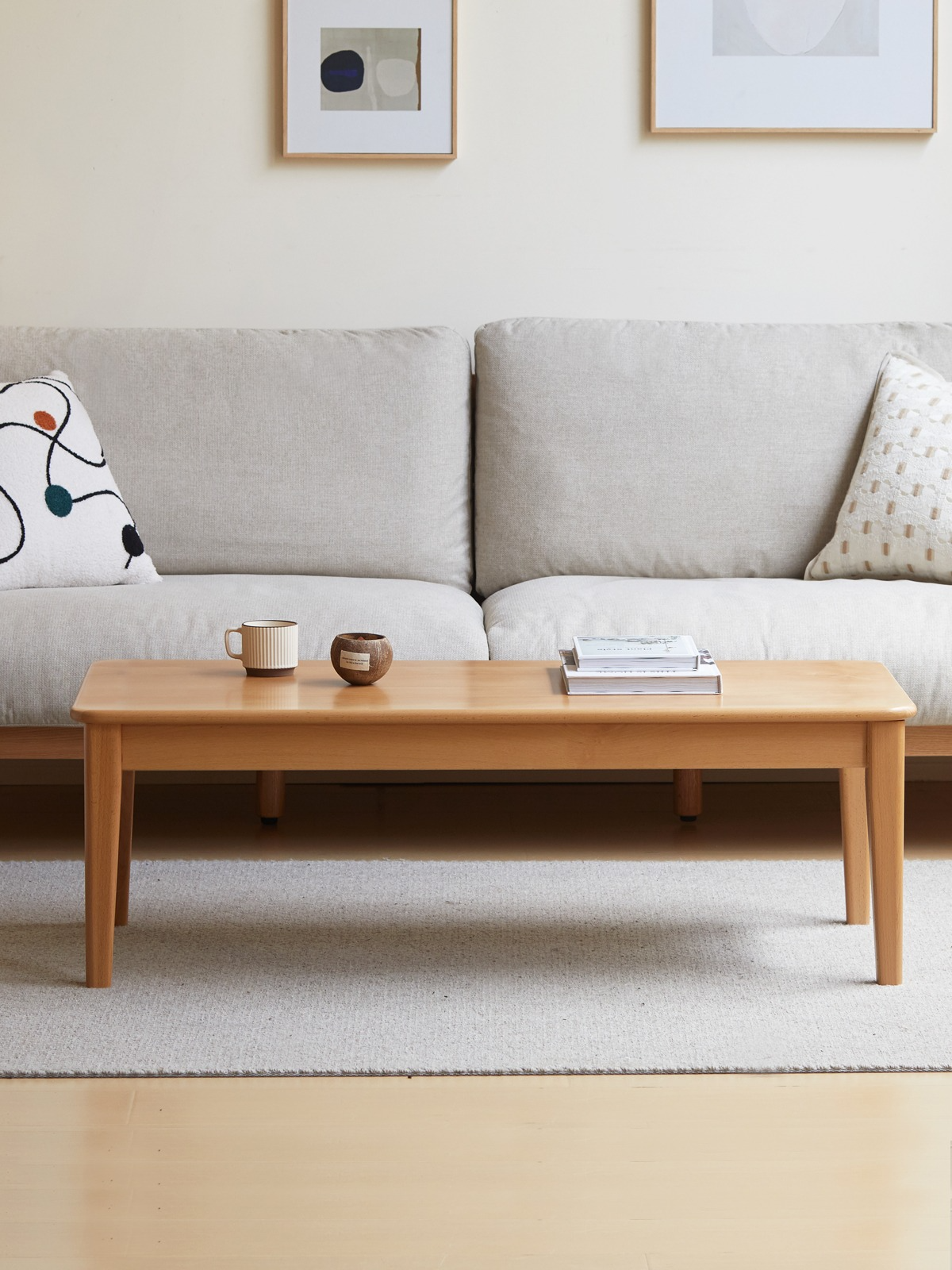 Beech Solid Wood Coffee Table Modern