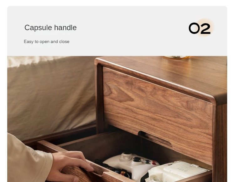 Black Walnut, Sandalwood Solid Wood Nightstand Storage)