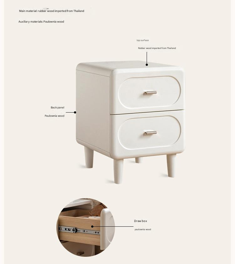 Solid RubberWood French Cream Nightstand