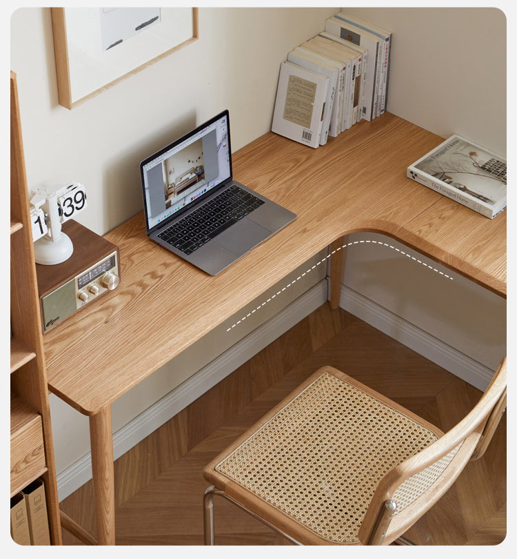Oak, Rubberwood Solid Wood Corner Table Study Office Desk