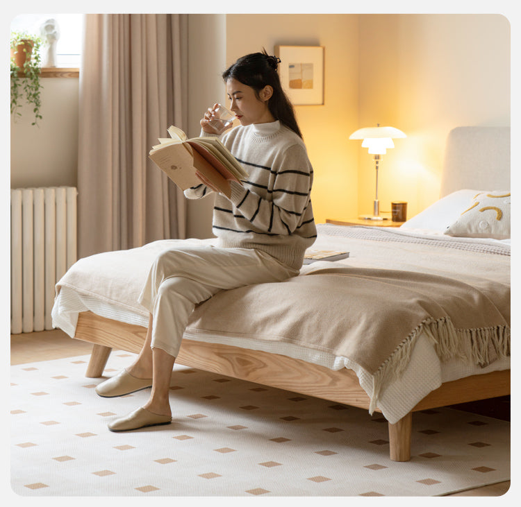 Rubberwood, Oak solid wood Soft Bed