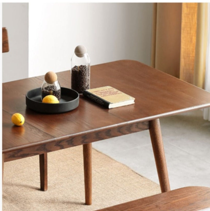 Oak Solid Wood Telescopic Folding Dining Table