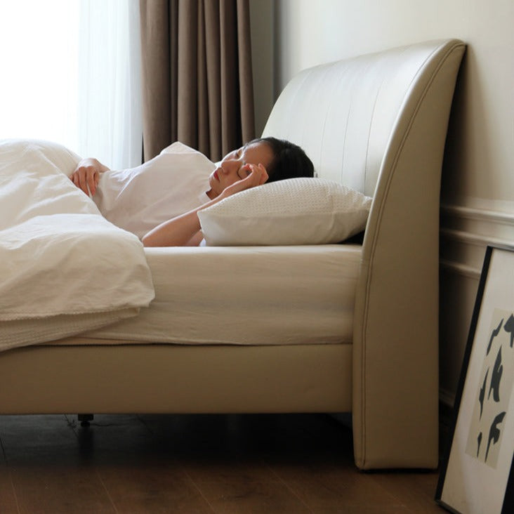 Yellow Cowhide Luxe Wood Bed