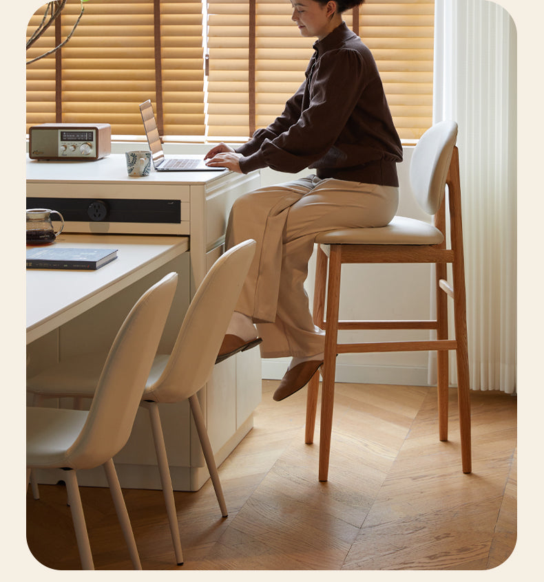 Solid Rubberwood Cream-Style Extendable White Slab Island