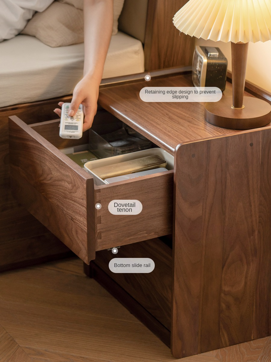 Sandalwood, Black Walnut Solid Wood Nightstand.