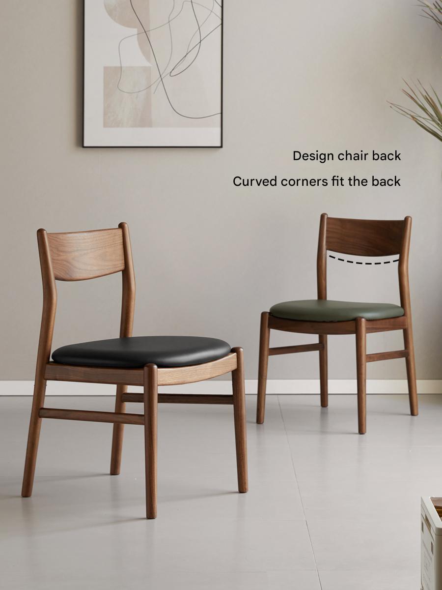 4 pcs Black Walnut, Ash, Oak, Beech, Sandalwood Solid Wood Dining Chair Retro