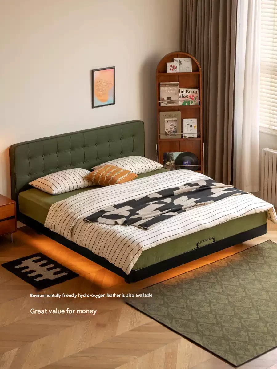 Black High-end Leather Suspension Bed