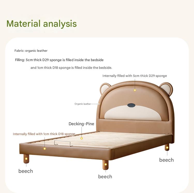 Organic Leather Children's Soft Bear Bed
