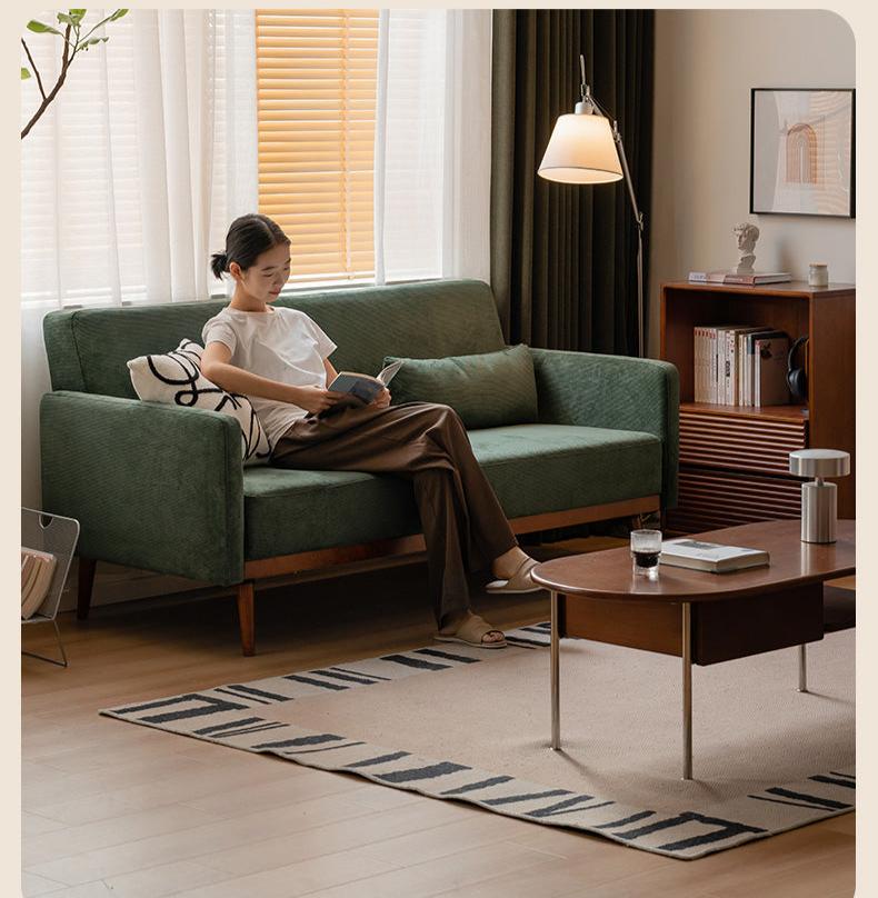 Fabric Modern Straight Retro Three Seater Sofa.