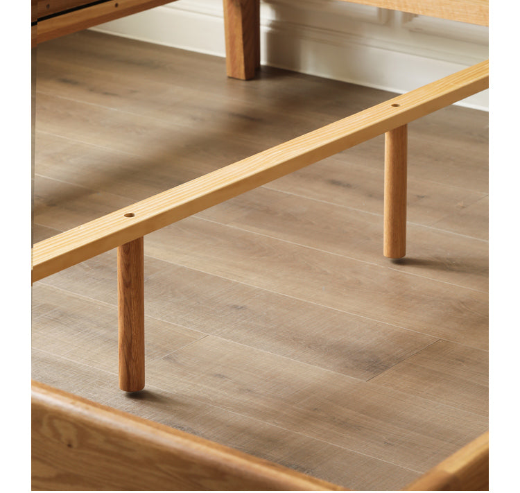 European Beech Solid Wood Bed Modern Simple