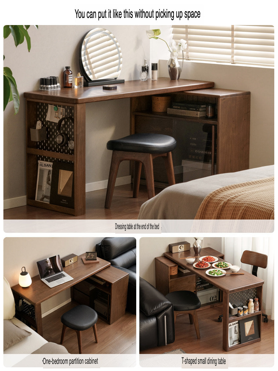 Black Walnut, Oak Solid Wood Italian Light Luxury Corner Office Desk