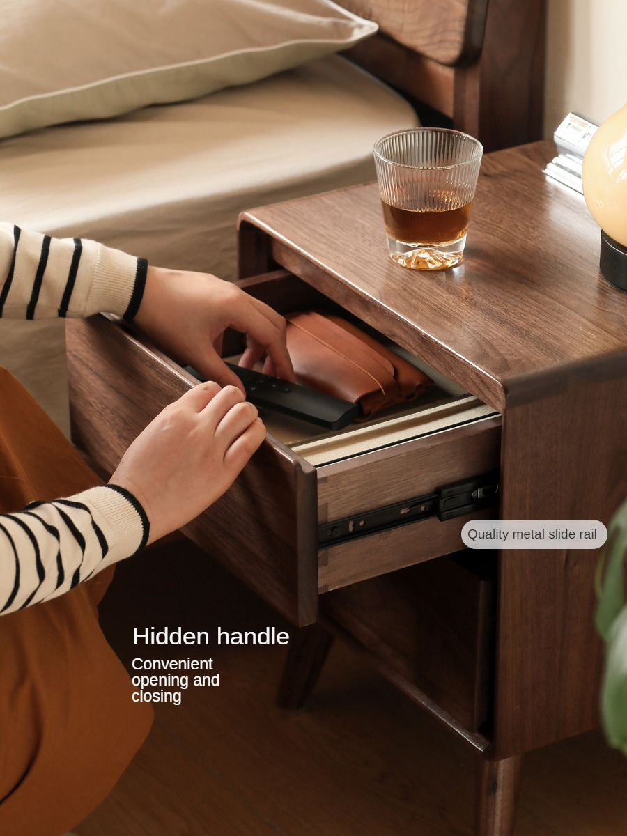 Black Walnut, South American Walnut, White Ash, Oak, Red Zebrawood Solid Wood Classic Nightstand.