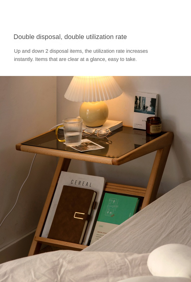 Beech Solid wood side glass creative corner)
