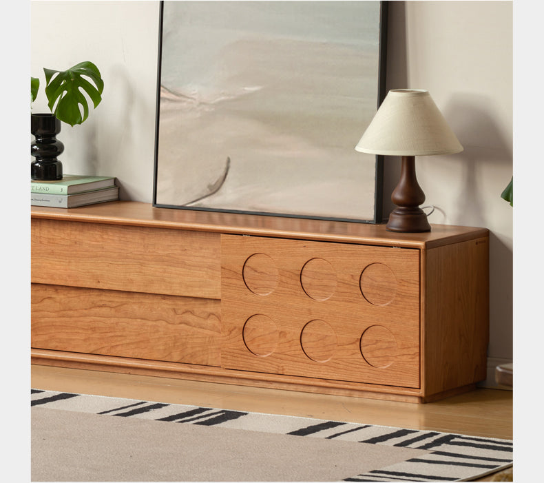 Cherry Solid Wood Retro Antique Style Floor TV Cabinet.