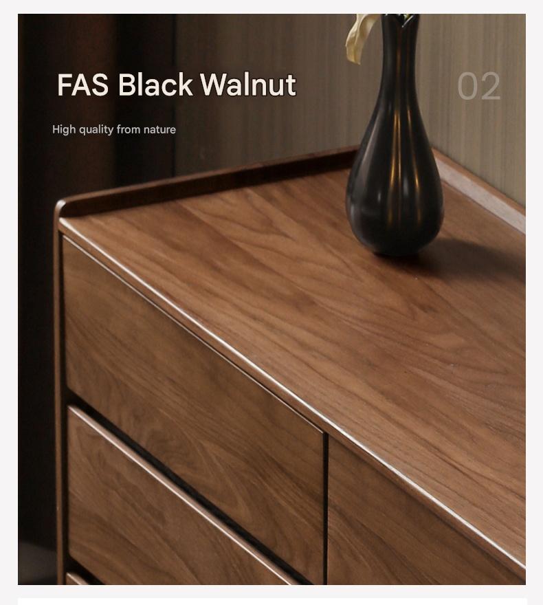 Black Walnut Solid Wood Italian Light Luxury Drawer Cabinet