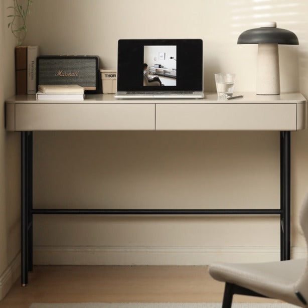 Poplar Solid Wood Double-Draw Desk Light Luxury