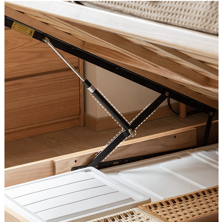 OAK Solid Wood platform bed, headboard-free bed Suspended Bed