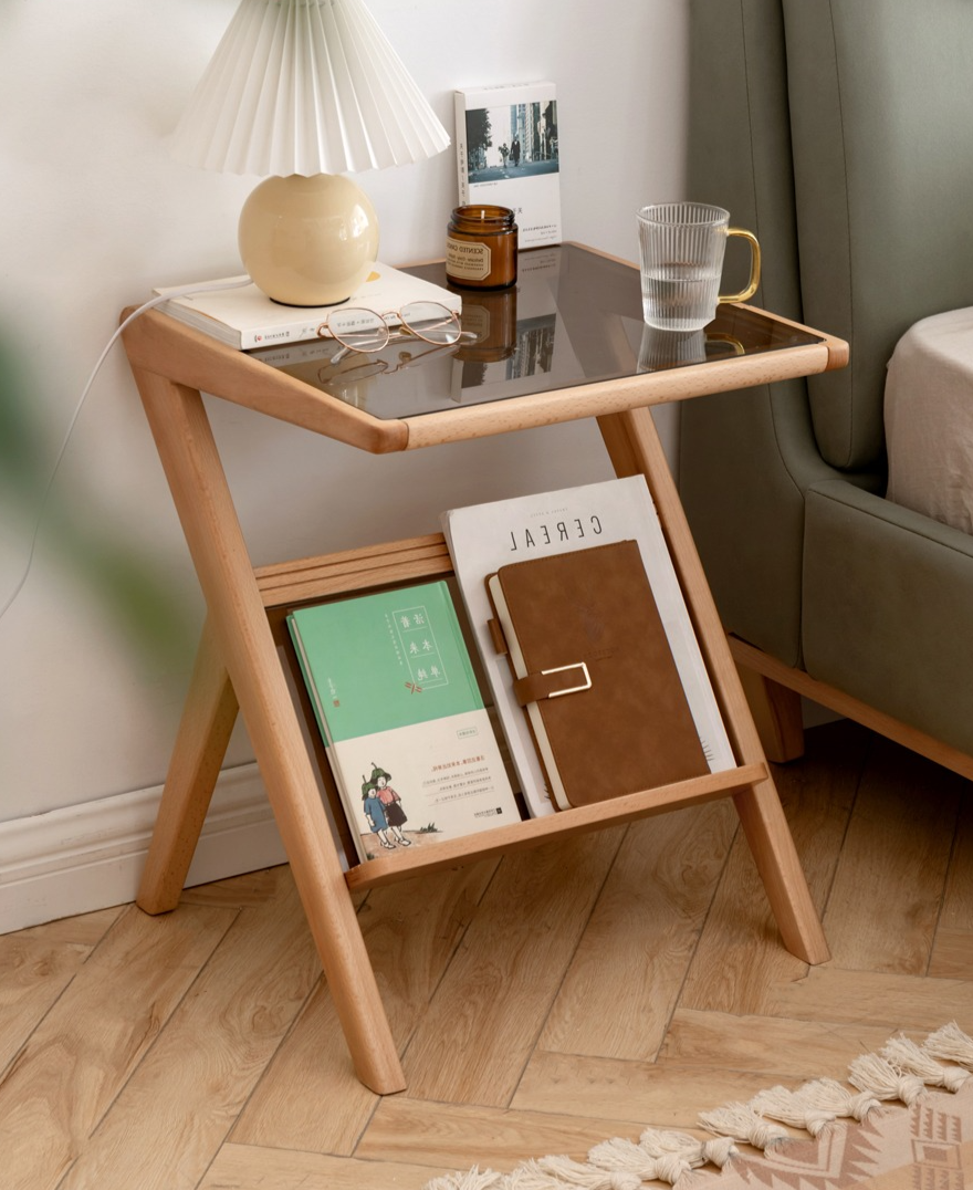 Beech Solid wood side glass creative corner)