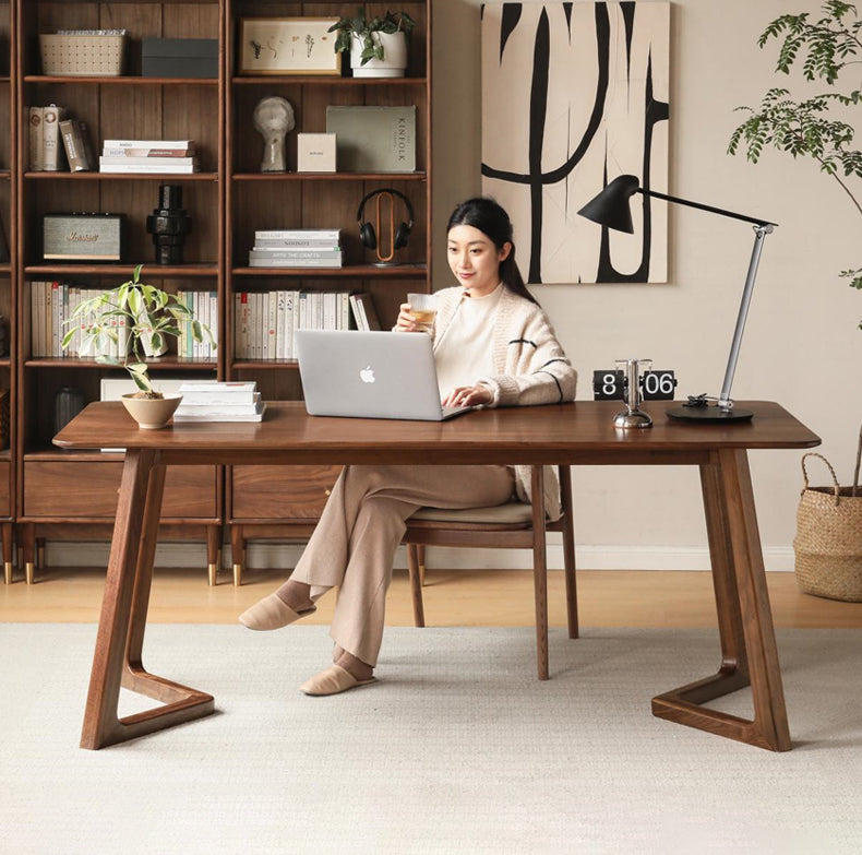 Black Walnut, Oak Solid Wood Rectangular Dining Table