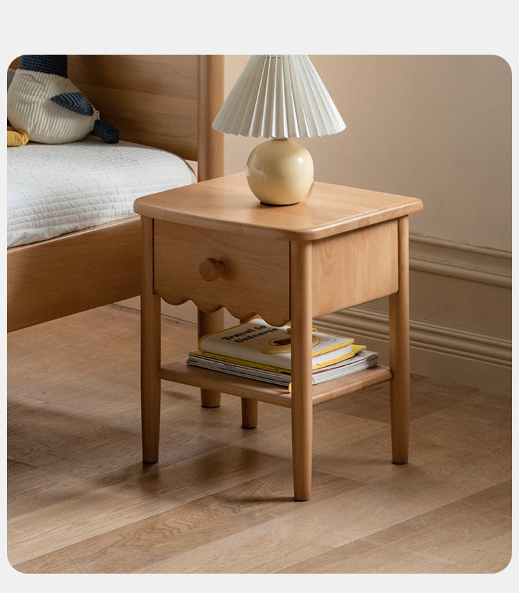 Beech, Oak Solid Wood Kids Nightstand