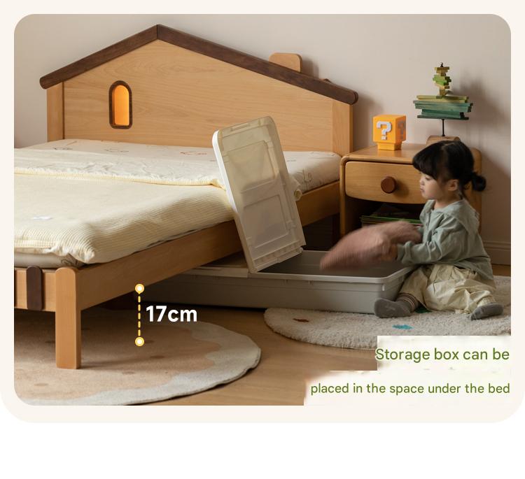 Beech, Poplar, Little House Kids Bed with 15min Delay Turning Off the Lights<