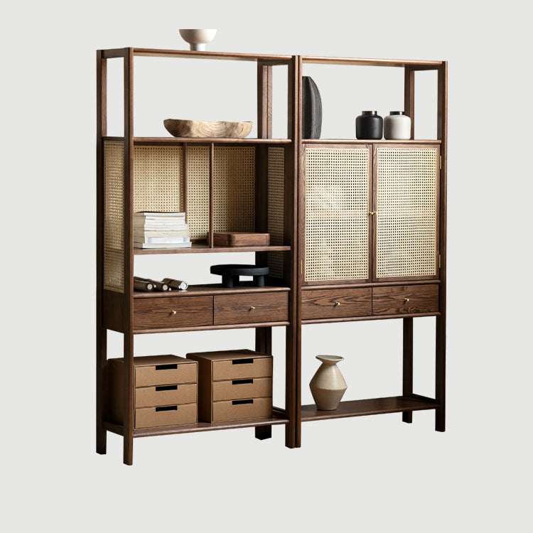 Black Walnut Solid Wood Bookshelf Display Cabinet Simple Bookcase